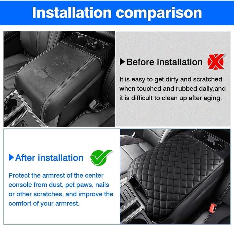 Autorder Center Console Cover for 2015-2020 Ford F150 /2017-2022 F250 F350 F450 /2018-2024 Expedition Accessories Armrest Cover Anti-Scratch Middle Console Pad Armrest Protector(Bucket Seat ONLY) - Image 4